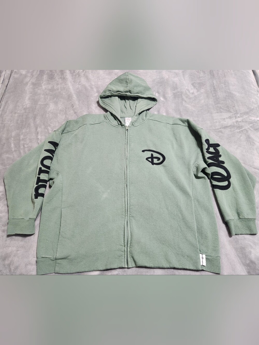 DIY Upcycle Project Disney World Sage Green Embroidered Hoodie Sz XXL